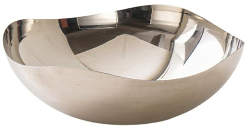 Qsvbeeqj Saladier en métal moderne corbeille à fruits plan de travail plateau casse-croûte grand bol de service décoratif pour salade de fruits en acier inoxydable pour comptoir de cuisine