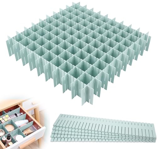 JEPELUS 40 PCS Drawer Dividers, Adjustable Drawer Organizer for Socks Underwear Makeup Cutlery Clothes Dresser, DIY Grid Drawers Separators for Office Kitchen Bedroom Nursery Storage (Blue)