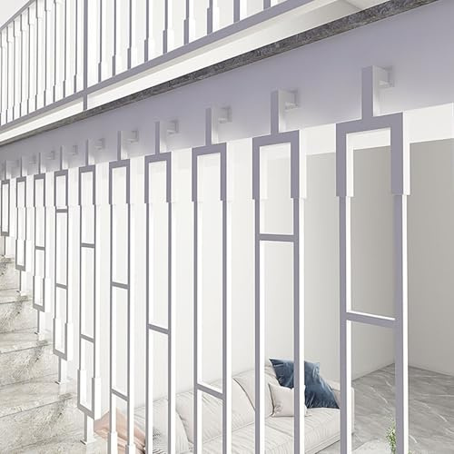 MarxaN Barandilla de Escalera con Montaje Lateral, pasamanos de transición Cuadrados para escaleras niveladas e inclinadas, barandilla Decorativa de Hierro Forjado Blanco.(150cm)