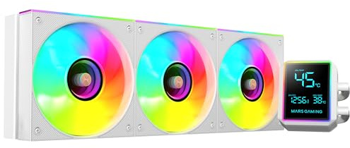 Mars Gaming ML-LCDPRO360 Raffreddamento Liquido AIO 600 W TDP, Schermo LCD 2,8 Multimonitor, Pompa 4ª Gen Opti-Chamber con Base in Rame, 3× Ventole 120 mm ARGB Infinity Mirror, Bianco
