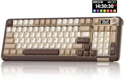 SOLAKAKA A99 Pro Mechanical Keyboard with LCD Screen & Metal Knob, Wireless Gaming Keyboard with BT5.0/2.4GHz/USB-C, Hot Swappable Creamy Keyboard, Gasket Structure, RGB Backlit, for Win/Mac