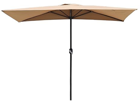 8.2ft Half Patio Umbrella UV-Resistant Garden Shade Parasol with 5 Steel Ribs Easy Crank Outdoor Canopy for Deck Patio and Backyard Relaxation