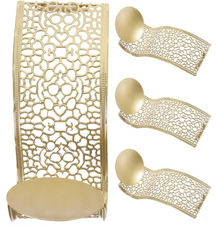OUNONA Aplique de Pared Calado para Velas de Pilar 4 Piezas Decoración Hogar Colgante Metálico Diseño Hueco para Sala Comedor y Ambiente Elegante