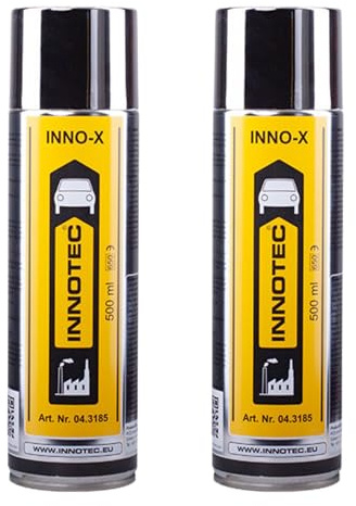2 Stück INNOTEC Inno-X 500 ml – Edelstahl-Reiniger und Pflege-Spray – entfernt Fett, Schmutz, Fingerabdrücke und Verunreinigungen – für Edelstahl, Chrom, Küche, Grill, Industrie und Fahrzeugteile