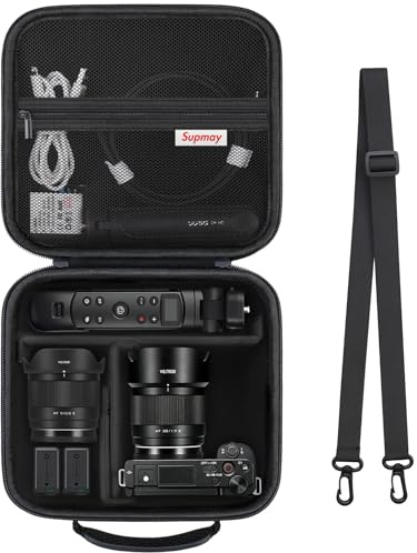 Supmay Etui de Transport pour Sony Alpha ZV-E10/ ZV-E10 II/ZV-E1/ a6400/ a6700/ a6100/ a6000/ a6500/ a6600 Appareil Photo numérique, Support de Stockage adapté au trépied, Objectif, Batterie, Noir