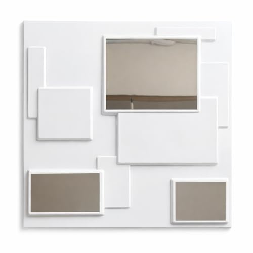 DECOVISION 3D Mirrored Wall Panels 50 x 50 cm, PVC Mirror Tiles, Waterproof Fireproof and Lightweight, Easy to Install Decorative Wall Cladding for Living Room Bedroom Hallway (Idea, 4 m² - 16 Panels)
