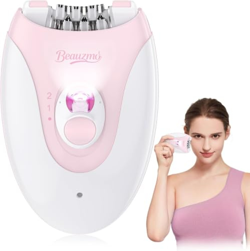 Smooth Glide Epilator for Women, 2 Speeds Facial Hair Removal Device with LED Light, 36 Tweezers & Massage Pad. Rechargeable Facial Hair Removal Epilator for Bikini, Arms, Legs, and Face