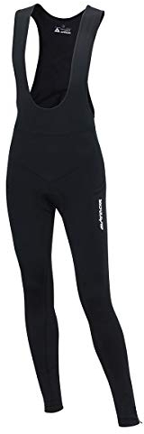 Airtracks Herren Winter Thermo Fahrradhose Lang mit Trägern Pro Trägerhose Fahrrad Hose Radhose Radlerhose Gepolstert Warm - schwarz - L
