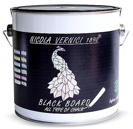 Vernice Decorativa ad Effetto Lavagna, di colore Nero, a Base di Acqua, Made in Italy, Adatta ad Ogni Superficie - Formato 2,5 lt