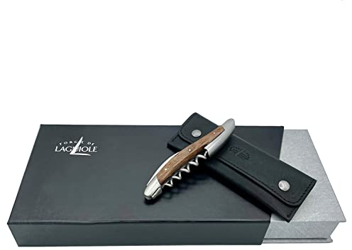 Forge de Laguiole Sommelier tunna ek matt, handgjord servitörskniv, mjukt läderfodral + polerduk