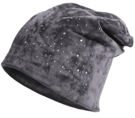 Kemo huvudbonader mössa hatt för kvinnor supermjuk velour gnistrande keps turban bandana, Grå