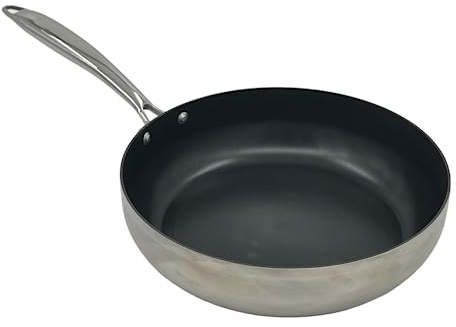 Chabrias Aluminium Stainless Steel Chef Pan 10/26cm Frying Pan Non Stick Cooking Tri-Ply Compatible with All Heat Sources Inc Induction PFOA-Free British Made (Non Stick)