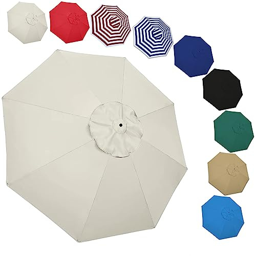 2m/2.7m/3.0m Patio Umbrella Replacement Canopy, 6 Ribs/8 Ribs Replacement Canopy Cover Fit Outdoor Garden Market Table Parasol, UV Sun Protection And Water Resistant(Color:White,Size:2m 6-Ribs)