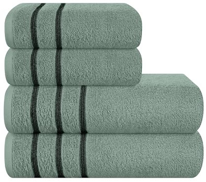 MyOwn Ultra weiches 4er-Pack Handtuch-Set, Baumwolle, enthält 2 übergroße Badetücher 70 x 140 cm, 2 Handtücher 50 x 90 cm, für den täglichen Gebrauch, kompakt und leicht — Jade
