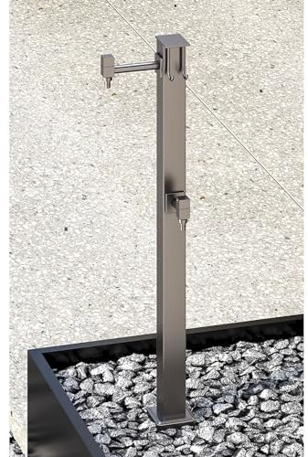 Colonna per Rubinetto da Esterno, Alta 80 cm, Fontana da Giardino Indipendente, rubinetti antigelo Invernali, Supporto per Tubo Flessibile in Acciaio Inossidabile di Lusso per irri