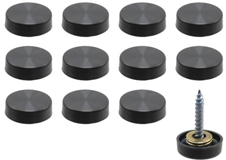 Rannb Decorative Mirror Screws Black Cap Cover Nails 0.65/16mm Cap Dia 304 Stainless Steel Screw Covers Caps Brushed -12pcs