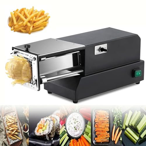 FLNOZAMZ Electric French Fry Cutter with Stainless Steel Blade Vegetable Cutter Professional Commercial and Home Potato Slicer for Carrot, Cucumber (Black 10mm)