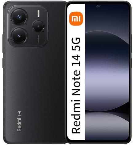 XIAOMI Redmi Note 14 5G 6GB RAM + 128GB ROM Smartphone 6.67 pollici 120Hz 108MP 5110mAh 45W, Nero (senza elettrodomestici)