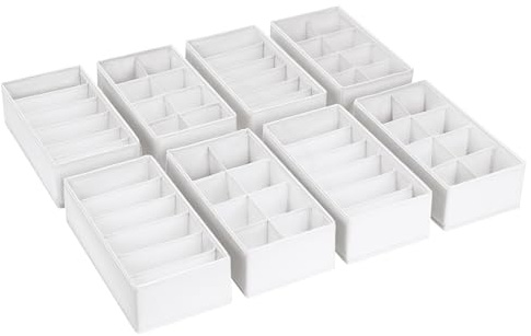 Homsorout Schubladen Organizer Kleidung - 8 Stück Ordnungssystem Kleiderschrank Stoff Unterwäsche Aufbewahrung Schrank Organizer, 30 x 15 x 9 cm für Baby Wickelkommode, Socken, Weiß