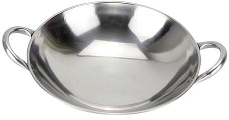 BESTOYARD Olla para Cocina Doméstica y Camping con Doble Asa Wok de Acero Inoxidable Resistente, Ligera y Apta para Estufa de Gas
