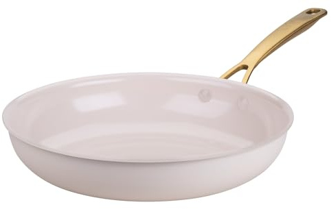 Fackelmann x Pamela Reif Bratpfanne Ø 28 cm – aus recyceltem Aluminium mit PFAS-freier keramischer Beschichtung, Pastell-Beige, für alle Herdarten geeignet