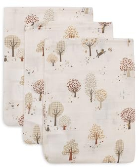 Jollein Waschlappen Baby – Tiny Park – 3er Pack – 15x20cm – Musselin – 100% Baumwolle – Baby Waschlappen – OEKO-TEX Zertifiziert