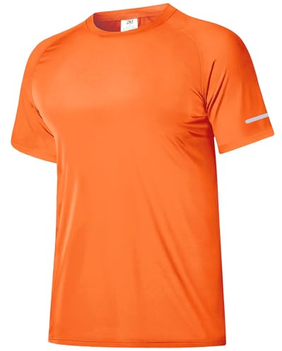 Boyzn 1 eller 3-pack herr utslagsväst, UPF 50+ solskydd kortärmad simning t-shirts, snabbtorkande vattensport utslag skydd UV simma toppar strand t-shirts för surfing vandring fiske, Kortärmad, orange