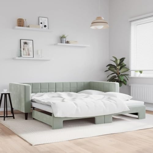 QZZCED 2-in-1-Schlafsofa mit Ausziehbett, Doppel-Sofa, modernes minimalistisches Design für Wohnzimmer, solide Struktur aus Holz und Metall