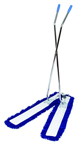 Abbey 100cm V Shaped Floor Sweeper Scissor Mop Kit for Hard Floor – Washable Industrial V Sweeper Mop Easily Catches Dust from Floors – Commercial V Scissor Warehouse Sweeping Broom