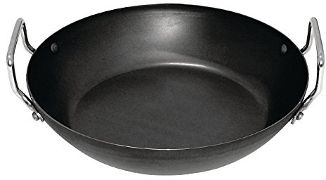 Vogue GD074 Iron Paella Pan, 400 mm Diameter, Black