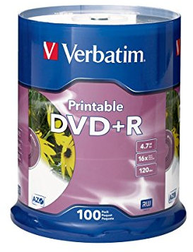 Verbatim DVD+R 4.7GB 16X Blanco inyección de Tinta imprimible - 100pk husillo