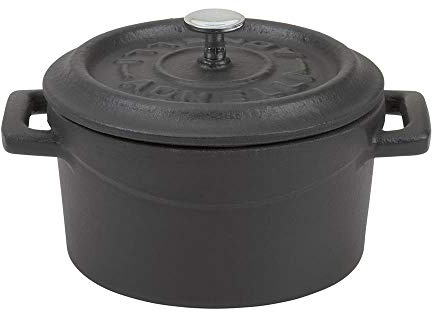 Pentole Agnelli COGHSRP10414M Línea de cacerolas de cocción Lenta de Hierro Fundido, 14 cm, 0.8 l, Negro Mate