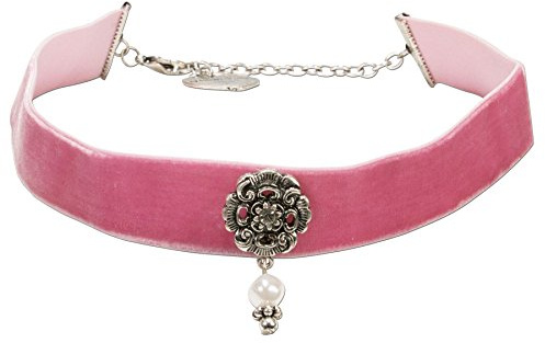 Alpenflüstern Trachten-Samt-Kropfband Elfrida mit Perle - nostalgische Trachtenkette enganliegend, Kropfkette elastisch, Damen-Trachtenschmuck, Samtkropfband breit in traditionellen Farben DHK168