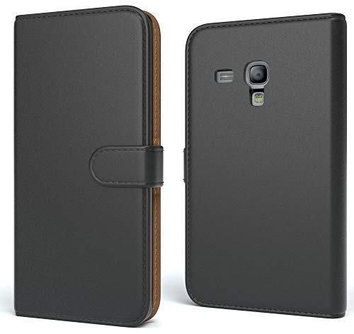 EAZY CASE Tasche kompatibel mit Samsung Galaxy S3 Mini Schutzhülle mit Standfunktion Klapphülle Bookstyle, Handytasche Handyhülle mit Magnetverschluss und Kartenfach, Kunstleder, Schwarz