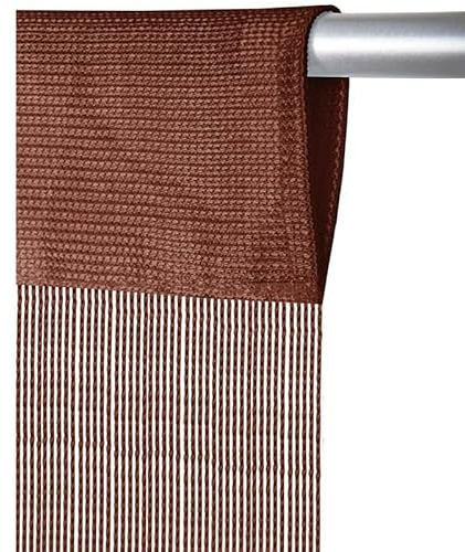 Arsvita Fadenvorhang mit Stangendurchzug, individuell kürzbare Gardine, moderner und eleganter Dekorationsartikel in vielen Farben und Ausführungen (B90xL250 cm/braun - Schokobraun)