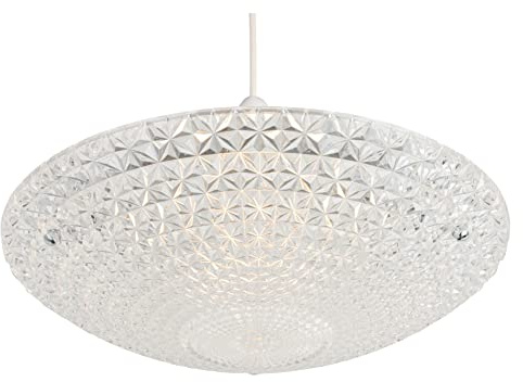 Crystal Glass Ceiling Uplighter Pendant Shade - Glass Effect - Easy Fit | Non-Electric Uplighter Ceiling Lamp Shade for E27 Pendant Fittings – Lighting for Living Room, Bedroom, Hallway & Dining Room