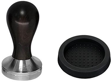 scarlet espresso | Tamper « Classic » pour expresso élégant avec manche ergonomique en bois précieux pour un expresso parfait, outil barista (set : ébène – noir, 58 mm et plateau pour tamper)