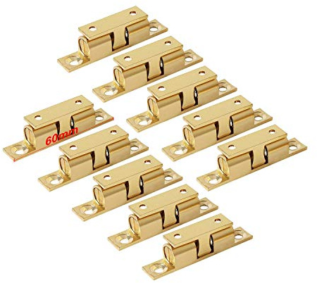 LOOTICH Doble Bola Pestillos de Armario de Latón 60mm Cierres para Puerta de Cocina Casa y Muebles Baño Cerradura de Captura de Puertas (10 Pcs)