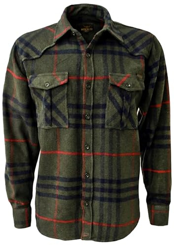 ROCK-IT Apparel I Camicia di Flanella a Maniche Lunghe da Uomo I Camicia a Quadri da Boscaiolo I Camicia a Quadri con Barra di Chiusura [S-5XL] qualità Premium I Grigio/Blu/Bianco a Scacchi XX-Large