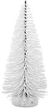 Deko Glitzerbaum 20 cm - Kleiner weißer Metall-Tannenbaum Ø 9 cm - Dekobaum für Advent, Weihnachten und Winter