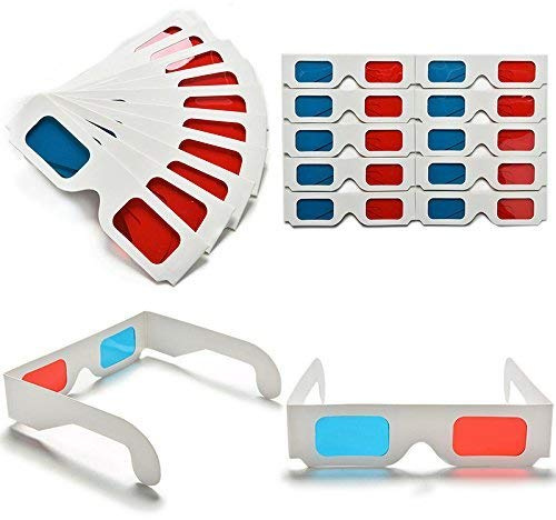 Lot 50 Lunettes 3D Anaglyphe Rouge/Cyan Bleu Carton TV Vidéo Image