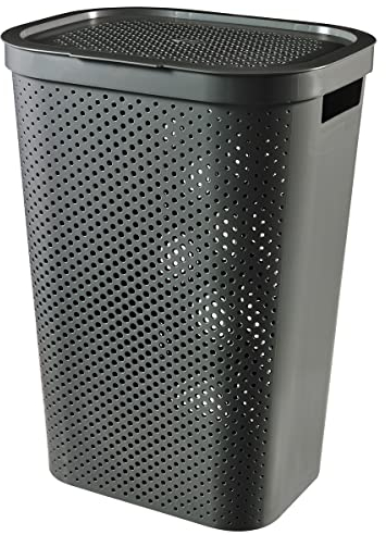 Curver Wäschebehälter Wäschekorb Wäschesammler Infinity 59L Dunkelgrau Korb