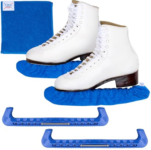 CRS Cross Ice Skate Guards, Soakers & Towel Set. Large, Blade Blue