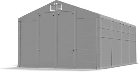 Das Company Lagerzelt 5x8x3.5m wasserdicht grau Zelt 560g/m² PVC Plane ganzjährig Zelthalle Winter SD
