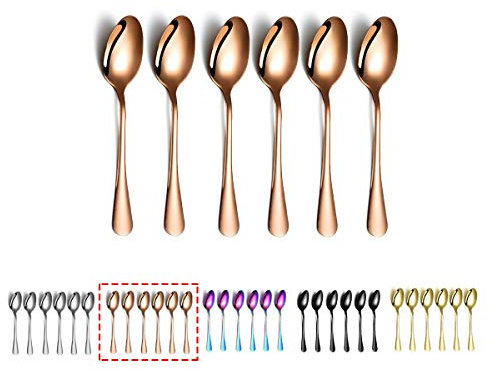 Rose Gold Coffee Spoons, Kyraton 5.5 Espresso Spoons Titanium Plating Copper Tea Spoons, Stainless Steel Small Mini Spoons, Tiny Spoon Set For Parties, Wedding Pack of 6