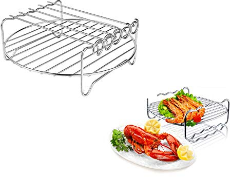 Fritteusen-Gestell zum Kochen, Dampfgaren, Kühlen, Mehrzweck-304 Edelstahl, rund, Kreuzdraht, mit Ständer, Kochgeschirr, geeignet für Luftfritteuse, Schnellkochtopf (Durchmesser: 22 cm)