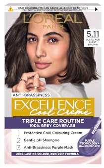 L'Oreal Paris L'Oréal Paris Excellence Cool Crème Tintura permanente per capelli, Colore dei capelli radioso a casa con copertura dei grigi fino al 100%, Pro-cheratina, Fino a 8 settimane di colore, C