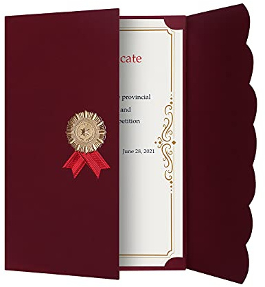 Haozaikeji Cartellina per Certificati, Formato A4, Elegante, con 5 Custodie, in Carta, Verde, Blu, Marrone, Rosso Vino, Dimensioni 31.4 x 21.8 cm