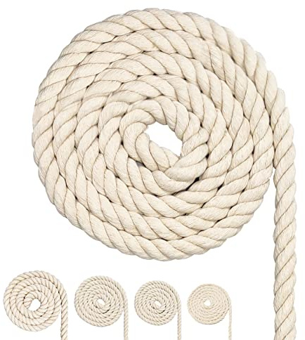 Cordón de algodón, cuerda de hilo de macramé, muchos tamaños, cuerda de algodón para manualidades, regalos (12 mm (4 m)