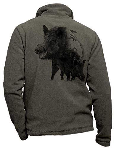 Wildschwein personalisierte Khaki-Fleece-Jagdjacke - Größe M Jagdbekleidung